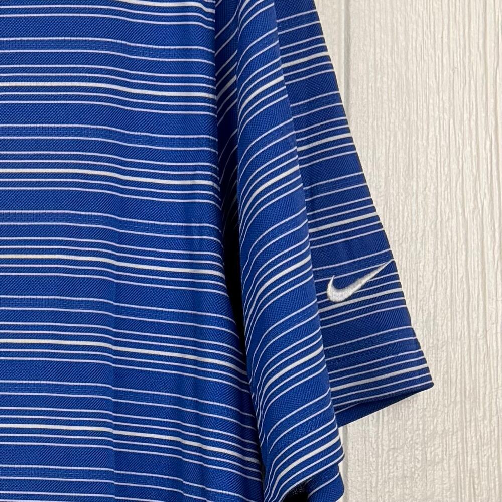 NikeGolf Dri-Fit Polo shirt men’s 2XL blue/ white stripe Really nice Shirt. - Picture 3 of 6